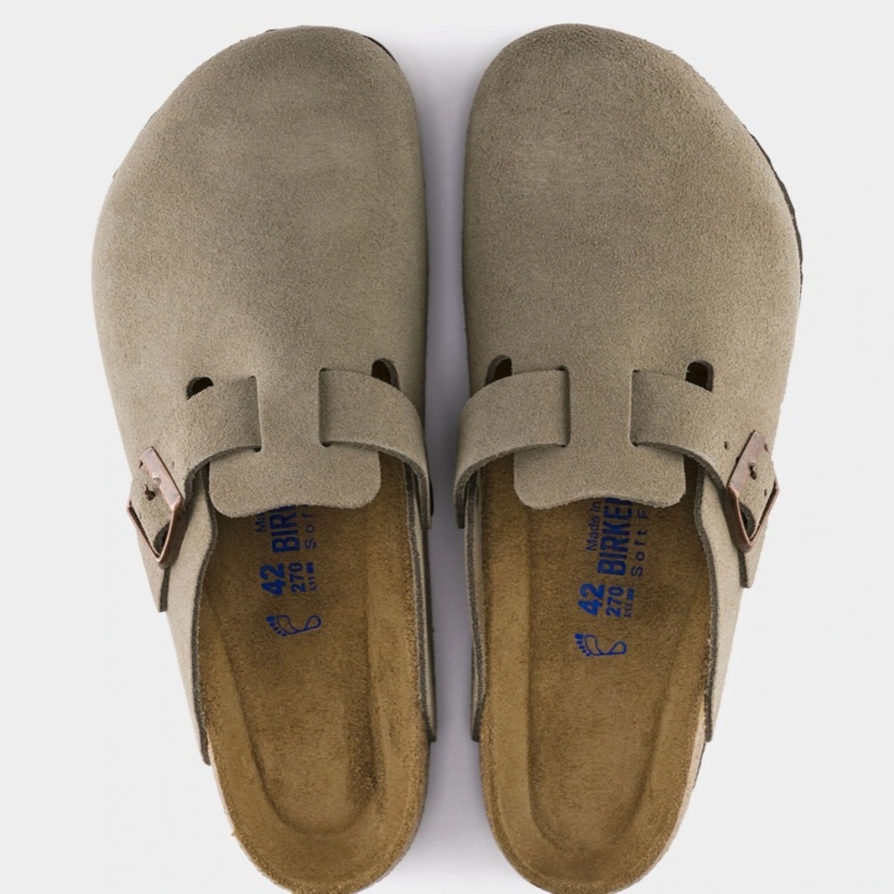 NEW BIRKENSTOCK BOSTON IN TAUPE SUEDE